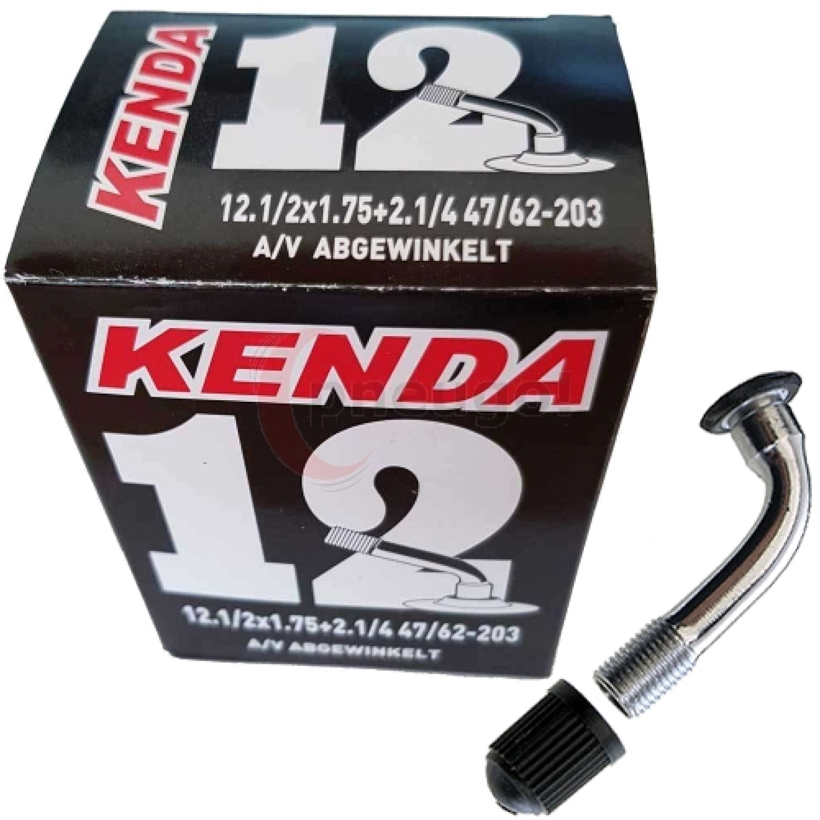 Fahrradschlauch Kenda 12 Zoll 47-203/62-203 Auto-Ventil 34mm Winkel 45Grad