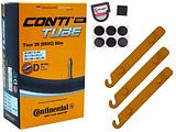 1x Fahrradschlauch Continental Tour-26 Slim 26 Zoll 28-559/32-597 Dunlop-Ventil 40mm +3x Conti Reifenheber +pneugo! Reparatur-Kit