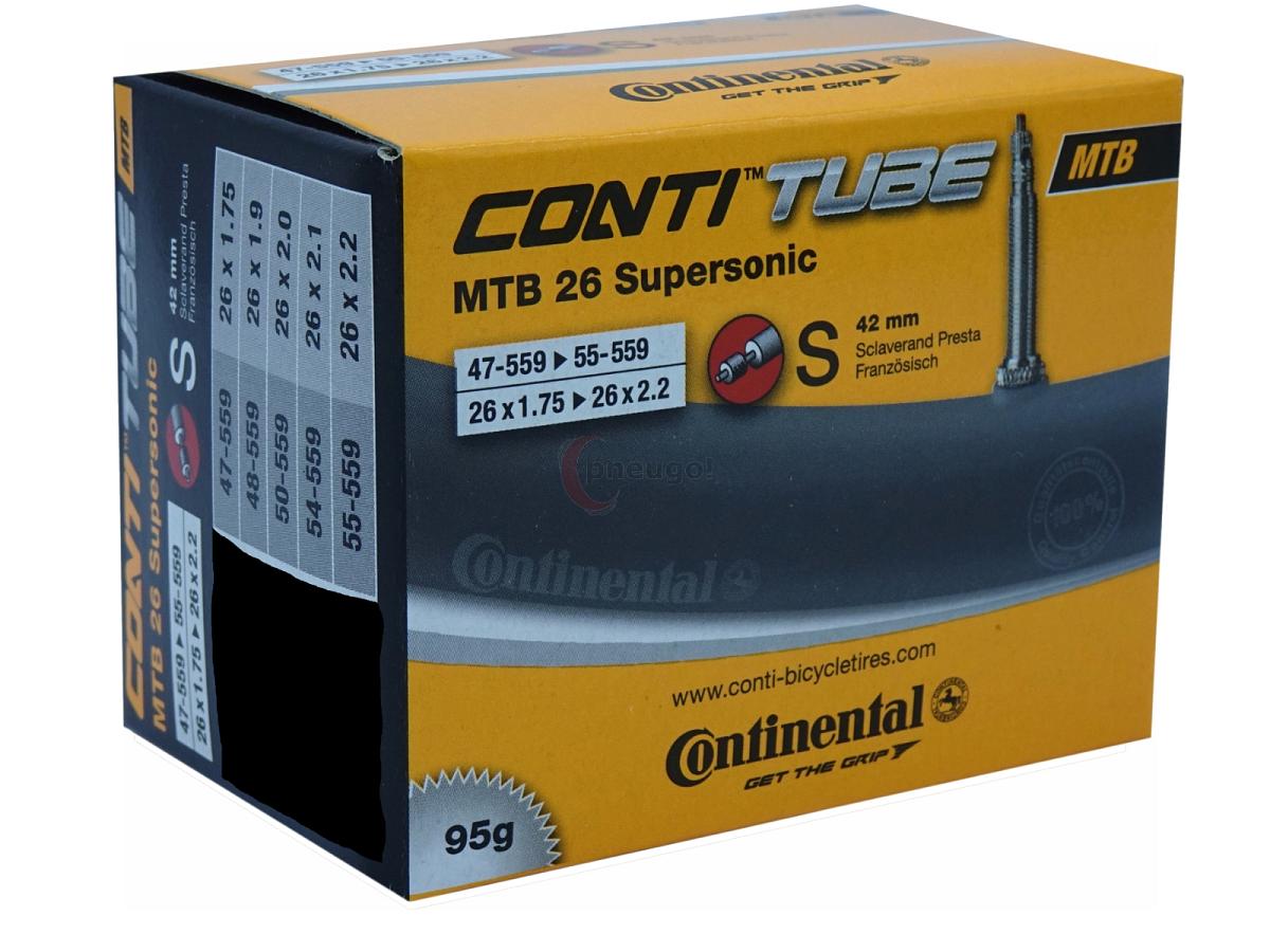 Fahrradschlauch Continental MTB 26 Supersonic 26 Zoll 47-559/55-559 Sclaverand-Ventil 42mm