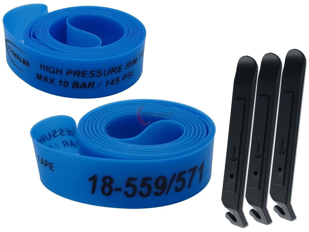 pneugo! Set 2 x Schwalbe Felgenband Super HP 26 Zoll 18-559 (B: 18mm D: 559mm) + 3 Reifenheber