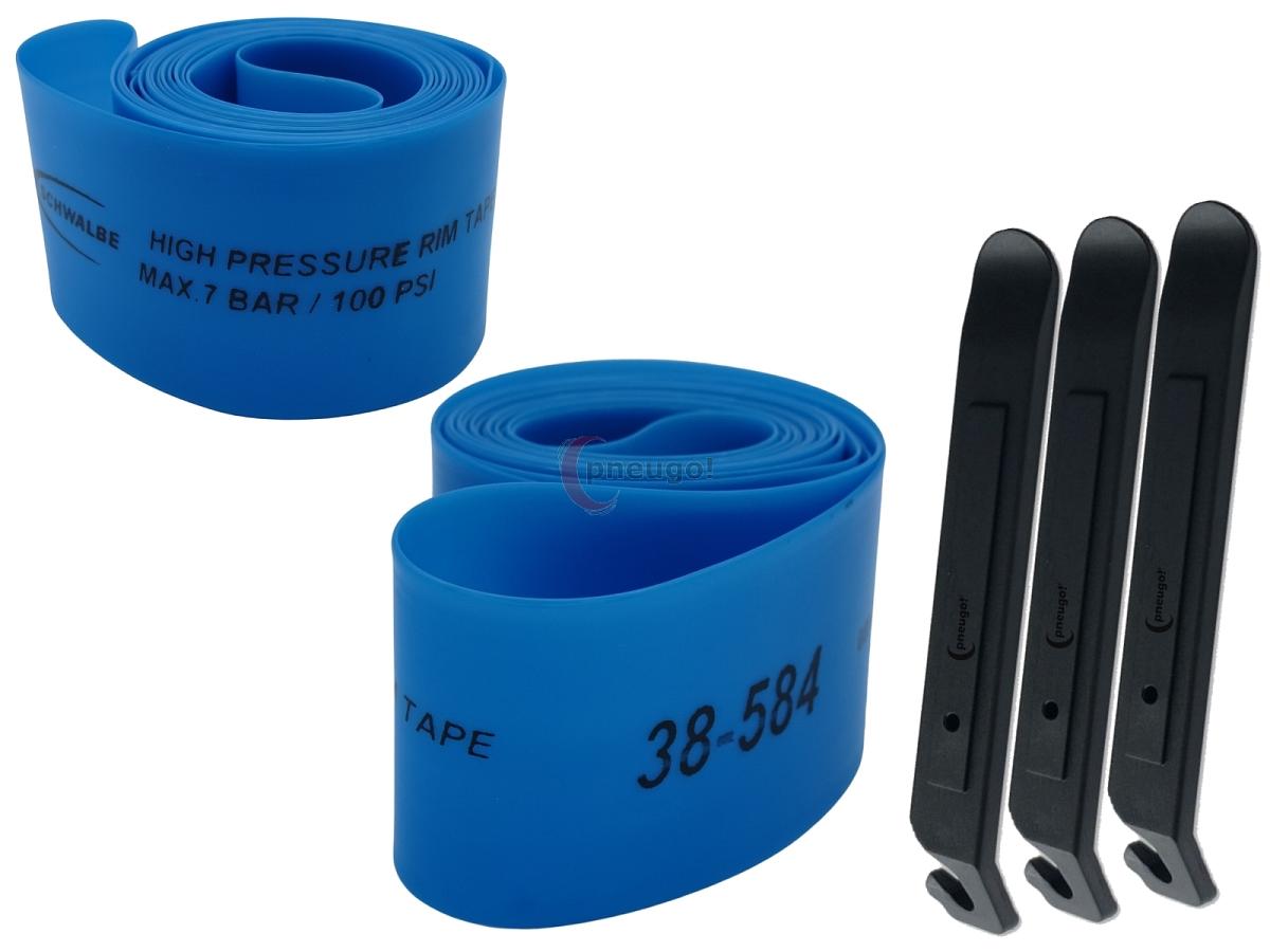 pneugo! Set 2 x Schwalbe Felgenband Super HP 27.5 Zoll 38-584 (B: 38mm D: 584mm) + 3 Reifenheber