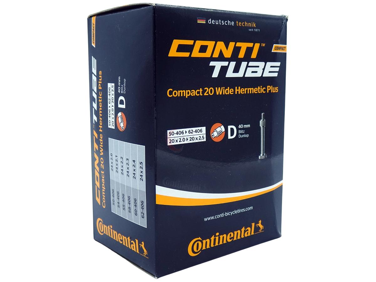 Fahrradschlauch Continental Hermetic Plus Compact 20 Wide 20 Zoll 50-406/62-406 Dunlop-Ventil 40mm