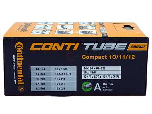 4x Fahrradschlauch Continental Compact 10/11/12 12 Zoll 44-194/62-203 Auto-Ventil 34mm +3x Conti Reifenheber +pneugo! Reparatur-Kit