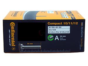 1x Fahrradschlauch Continental Compact 10/11/12 12 Zoll 44-194/62-203 Auto-Ventil 34mm +3x Conti Reifenheber +pneugo! Reparatur-Kit