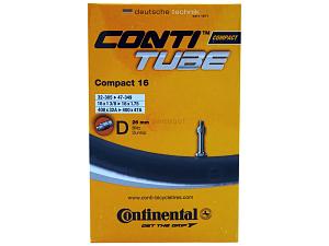 1x Fahrradschlauch Continental Compact 16 16 Zoll 32-305/47-349 Dunlop-Ventil 26mm +3x Conti Reifenheber +pneugo! Reparatur-Kit