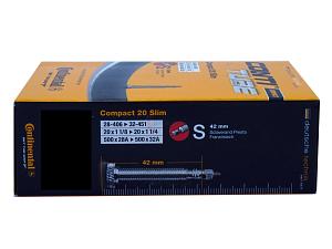 1x Fahrradschlauch Continental Compact 20 Slim 20 Zoll 28-406/32-440 Sclaverand-Ventil 42mm +3x Conti Reifenheber +pneugo! Reparatur-Kit