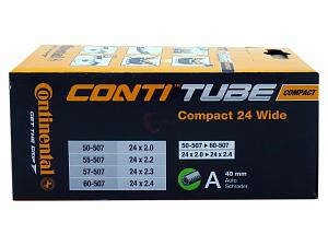 4x Fahrradschlauch Continental Compact 24 Wide 24 Zoll 50-507/60-507 Auto-Ventil 40mm +3x Conti Reifenheber +pneugo! Reparatur-Kit