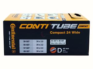 2x Fahrradschlauch Continental Compact 24 Wide 24 Zoll 50-507/60-507 Dunlop-Ventil 40mm +3x Conti Reifenheber +pneugo! Reparatur-Kit