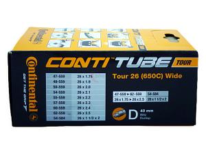 1x Fahrradschlauch Continental Tour 26 Wide 26 Zoll 47-559/62-559 Dunlop-Ventil 40mm +3x Conti Reifenheber +pneugo! Reparatur-Kit