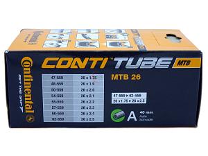 1x Fahrradschlauch Continental MTB 26 26 Zoll 47-559/62-559 Auto-Ventil 40mm +3x Conti Reifenheber +pneugo! Reparatur-Kit