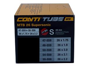 4x Fahrradschlauch Continental MTB 26 Supersonic 26 Zoll 47-559/55-559 Sclaverand-Ventil 42mm +3x Conti Reifenheber +pneugo! Reparatur-Kit