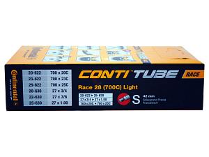 1x Fahrradschlauch Continental Race 28 Light 28 Zoll 20-622/25-630 Sclaverand-Ventil 42mm +3x Conti Reifenheber +pneugo! Reparatur-Kit