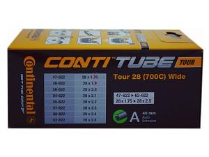 1x Fahrradschlauch Continental Tour 28 Wide 28 Zoll 47-622/62-622 Auto-Ventil 40mm +3x Conti Reifenheber +pneugo! Reparatur-Kit