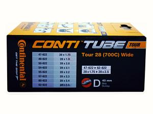 1x Fahrradschlauch Continental Tour 28 Wide 28 Zoll 47-622/62-622 Dunlop-Ventil 40mm +3x Conti Reifenheber +pneugo! Reparatur-Kit