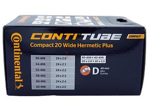 2x Fahrradschlauch Continental Hermetic Plus Compact 20 Wide 20 Zoll 50-406/62-406 Dunlop-Ventil 40mm +3x Conti Reifenheber +pneugo! Reparatur-Kit