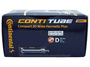 2x Fahrradschlauch Continental Hermetic Plus Compact 20 Wide 20 Zoll 50-406/62-406 Dunlop-Ventil 40mm +3x Conti Reifenheber +pneugo! Reparatur-Kit