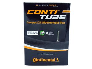 1x Fahrradschlauch Continental Hermetic Plus Compact 24 Wide 24 Zoll 55-507/62-507 Auto-Ventil 40mm +3x Conti Reifenheber +pneugo! Reparatur-Kit