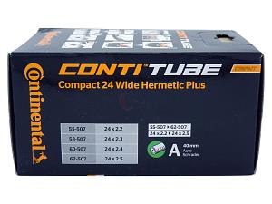 4x Fahrradschlauch Continental Hermetic Plus Compact 24 Wide 24 Zoll 55-507/62-507 Auto-Ventil 40mm +3x Conti Reifenheber +pneugo! Reparatur-Kit