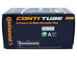 2x Fahrradschlauch Continental Hermetic Plus Compact 24 Wide 24 Zoll 55-507/62-507 Auto-Ventil 40mm +3x Conti Reifenheber +pneugo! Reparatur-Kit