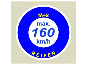 Geschwindigkeitsaufkleber 2 x Geschwindigkeitsaufkleber SpeedMax Vmax Aufkleber max. 160 km/h Rund 3cm für Winterreifen , M&S Reifen