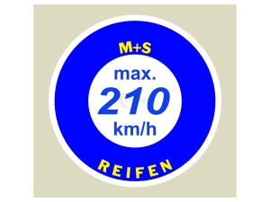 Geschwindigkeitsaufkleber 2 x Geschwindigkeitsaufkleber SpeedMax Vmax Aufkleber max. 210 km/h Rund 3cm für Winterreifen , M&S Reifen